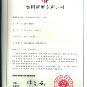 一種多級(jí)加式馬達(dá)氣動(dòng)葫蘆專利證書